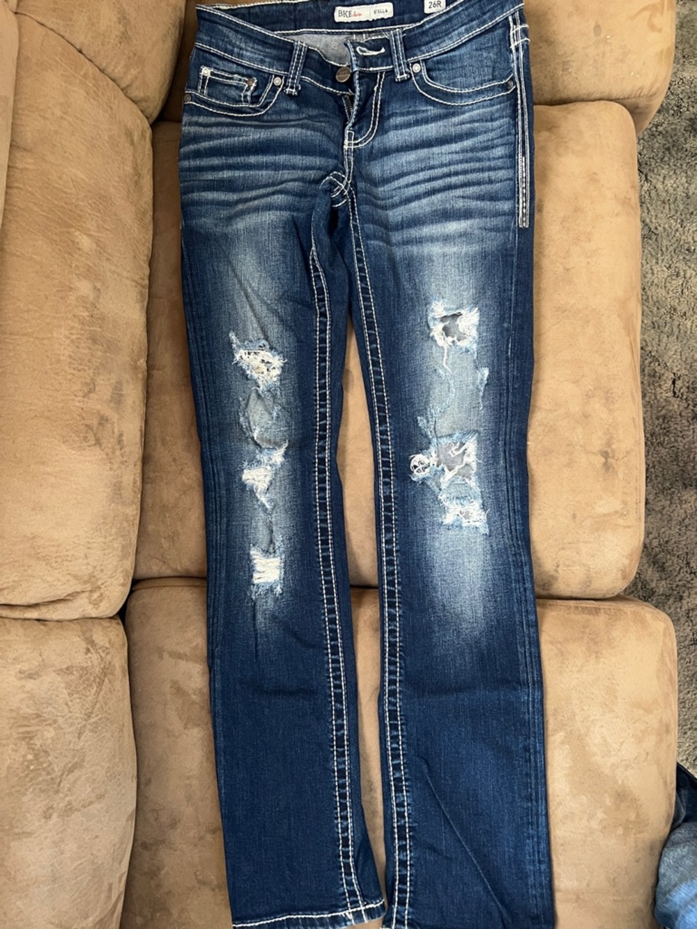 BKE Women's Dark & Medium Blue Bootcut Jeans with Faded Detail - Picture 4 of 6